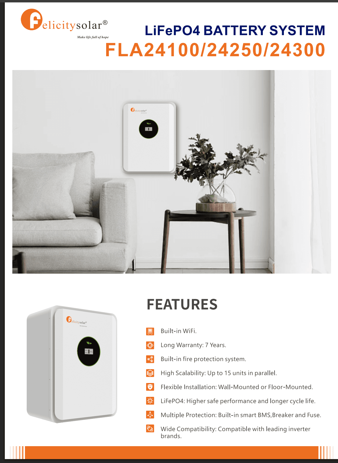 🔋Felicity FLA 24200: Batería de Litio (5.12 kWh) de Ciclo Profundo y Larga Vida Útil🔋