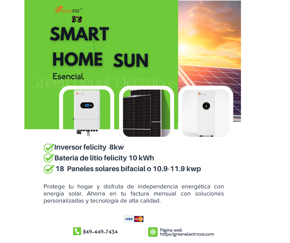 Kit Smart SUN Felicity 8kW Esencial | 18 Paneles Bifaciales + Batería 10kwh