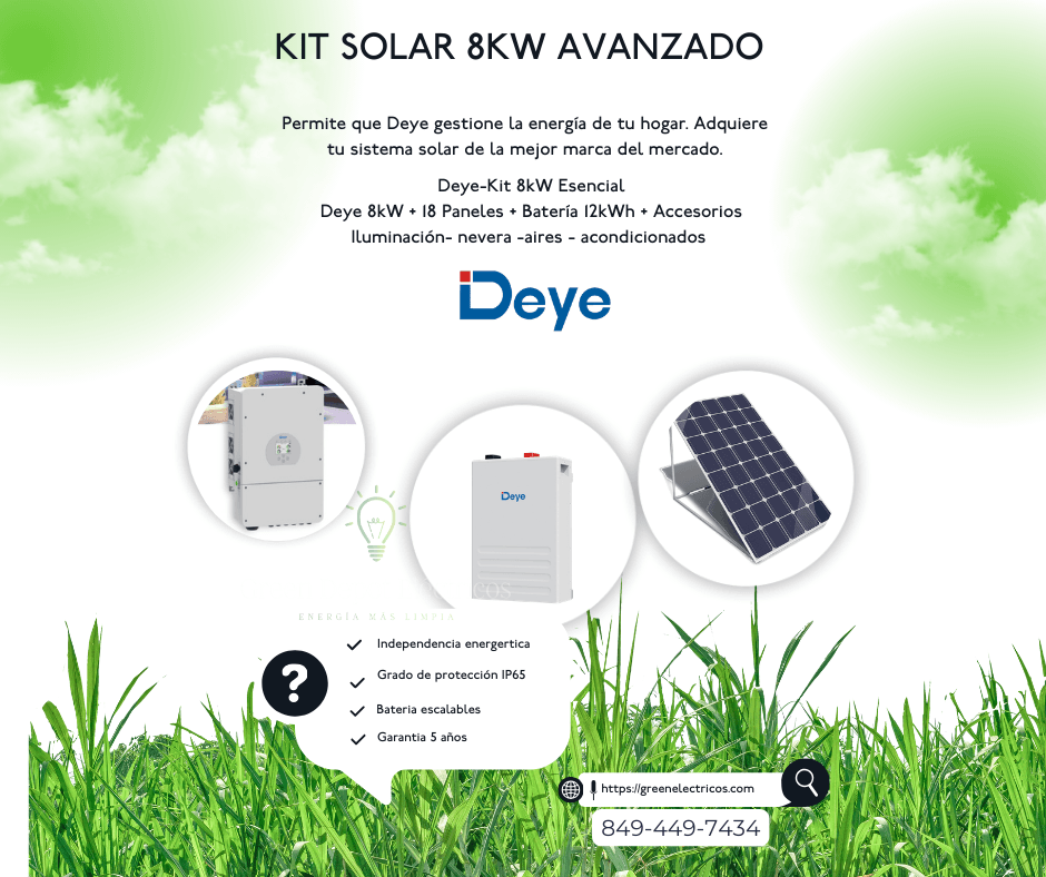 Kit Solar Deye 8kw Avanzando-18 Paneles + Batería 12kWh